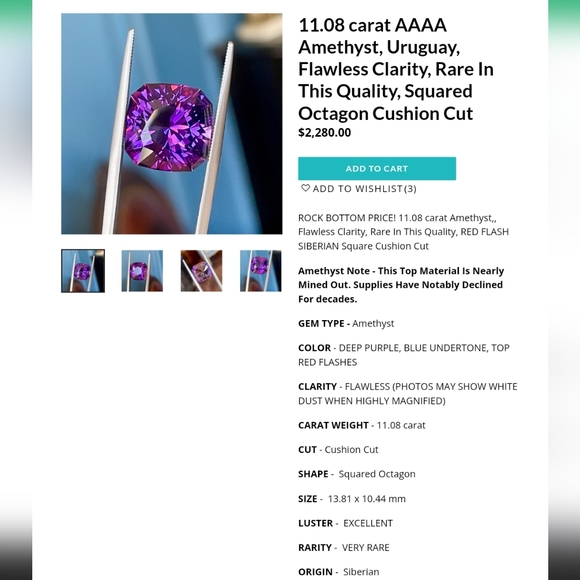 Rare 20.45 Carat Siberian Amethyst - Picture 5 of 5